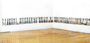 S/T (Espátulas pintorescas), 1996, -98. Loneta, pintura óleo y alfiler INTERVENCIÓN (Site-specific)